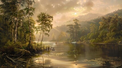 Obraz premium beautiful nature scenery with sunset background