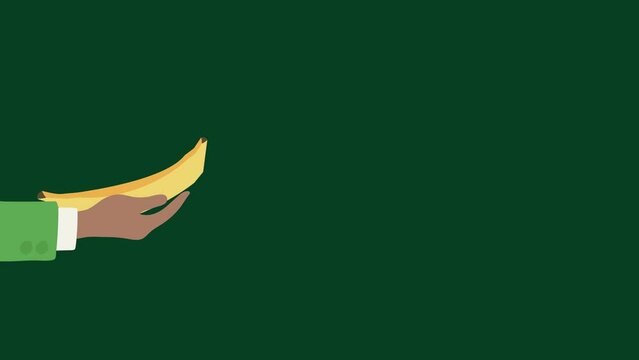Animation hand holding banana, for giving someone