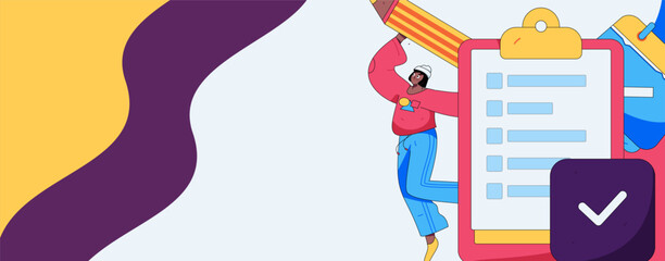 Invite friends to conduct questionnaire flat vector concept operation hand drawn illustration
