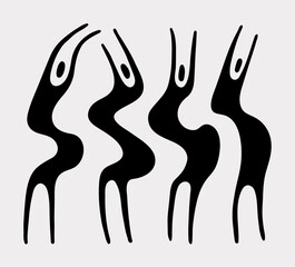 Abstract art. Dancing women. Vector illustration.