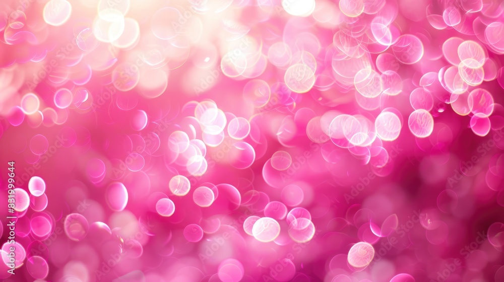 Poster blurry spotlights creating a shimmering effect on a pink abstract background