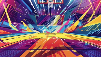 basketball abstract banner template with colorful background