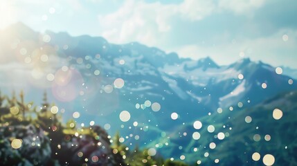 Blurry bokeh background for mountain tourism concept