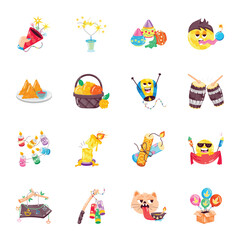 Fototapeta premium Latest Collection of Diwali Party Flat Stickers