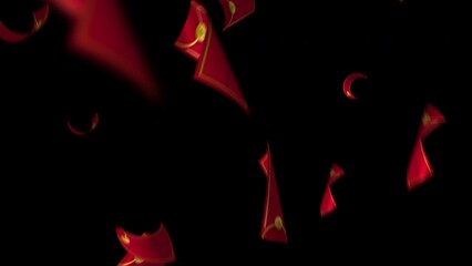 Falling Ang Pao, Red Envelope Chinese new year rain from above overlay, black background