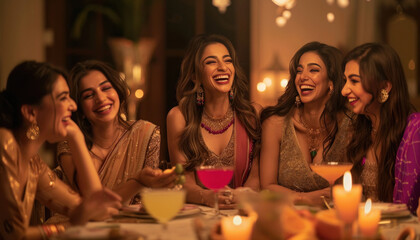 Indian women group celebrating party and laughing © Niks Ads