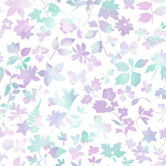 Pastel Seamless Floral Pattern, on white or transparent background.