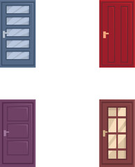Collection of colorful cartoon doors in different styles, suitable for diverse design projects