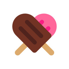 Logo i love popsicle. 2 helados de paleta con forma de corazón