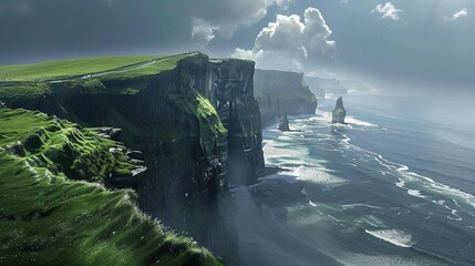 The Cliffs of Moher are a steep sea cliff located in County Clare, Ireland.