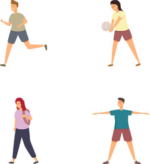 Illustration of diverse young people engaged in sports and leisure activities