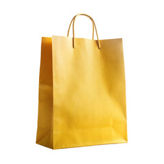 yellow shopping paper bag isolated on white background