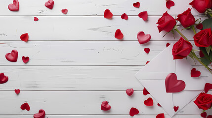 valentines day love letter Flat lay background 