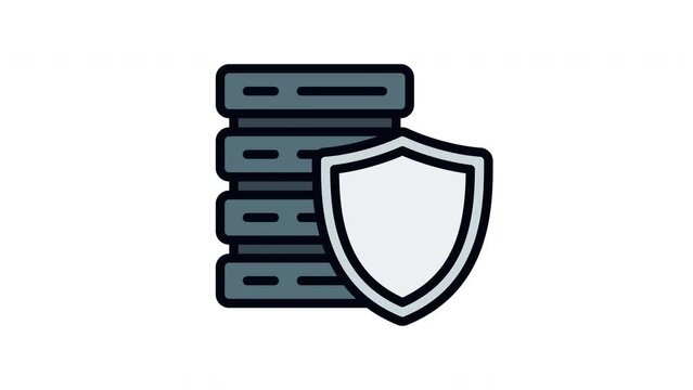 Secure Server filled line icon loopable, Full HD resolution and alpha channel