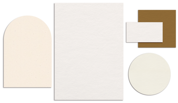 Empty Paper Stationery Set Card Invitation Isolated PNG Textured Print Mockup