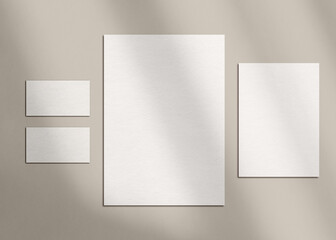 Stationery Empty Paper Mockup with Shadow Business Card Branding