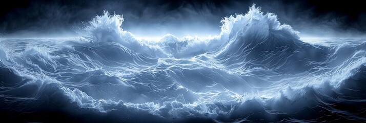 A large wave in the ocean with a dark background