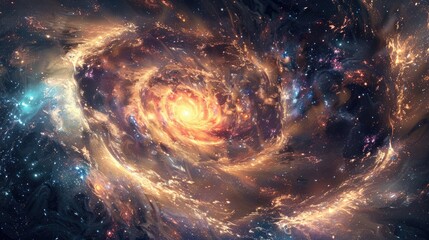 A breathtaking view of a galaxy with swirling colors and sparkling stars, showcasing the beauty of the universe