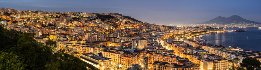 Naples panorama after sunset, high-resolution image.