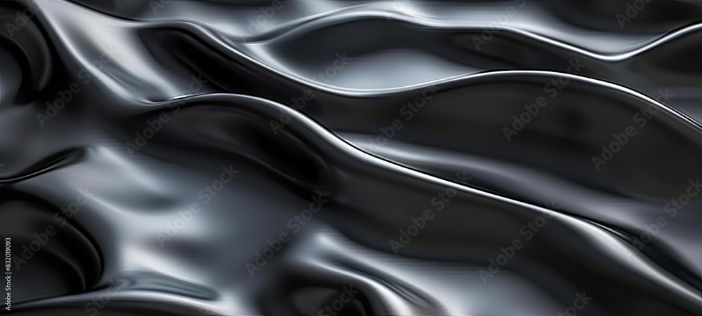Poster abstract smooth black background - close-up texture of black color. wavy lines.