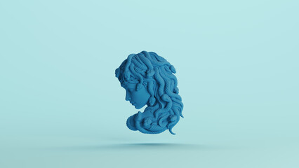 Blue medusa Greek gorgon mythology snakes monster soft tones pale background 3d illustration render digital rendering © paul