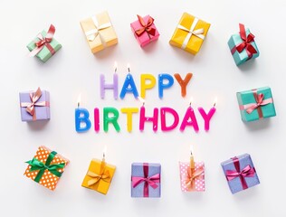 colorful banner with text Happy Birthday, birthday design