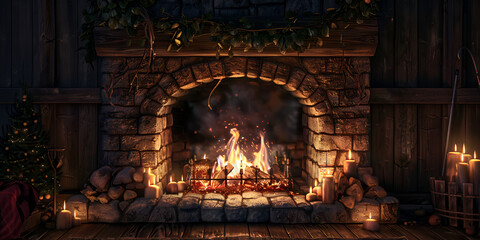 Brick Fireplace Background
