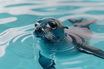 Fototapeta premium A seal is swimming in the water