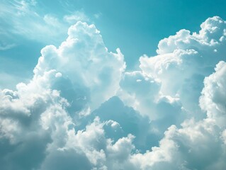 Fototapeta premium Romantic cloudscape with fluffy clouds in the sky, captured horizontally to highlight the beauty of nature, without any people