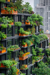 Obraz premium A rooftop garden on an urban skyscraper