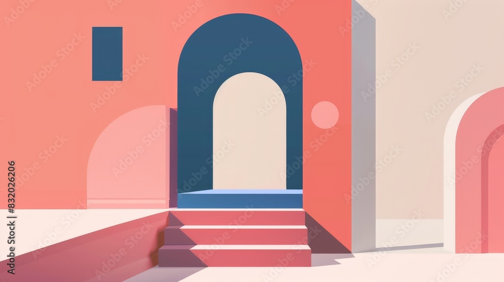 Aufkleber abstract geometric shape in a flat design animation, viewed from the front, emphasizing minimalist a