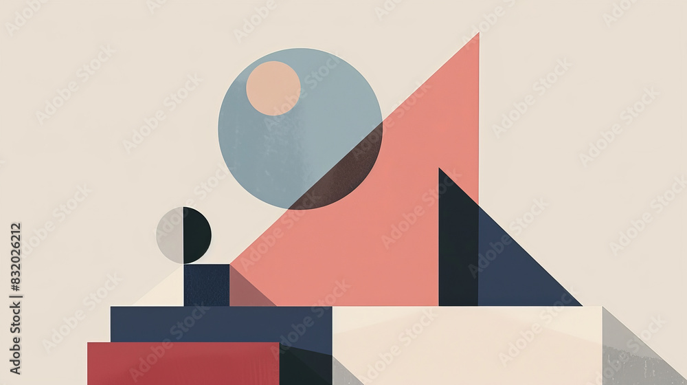 Poster abstract geometric shape in a flat design animation, viewed from the front, emphasizing minimalist a