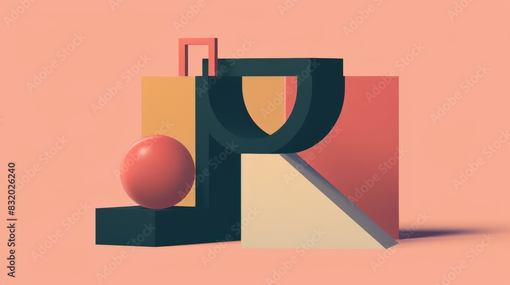 Aufkleber abstract geometric shape in a flat design animation, viewed from the front, emphasizing minimalist a