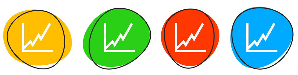 4 bunte Icons: Business Chart - Button Banner