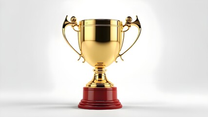 Isolated gold trophy cup on white background. Rendering in 3D