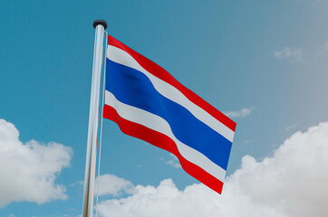 Thailand National Flag with Sky Background
