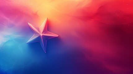 Obraz premium Vibrant abstract background with a 3D star shape against a colorful gradient of blue, pink, and red hues, ideal for creative projects.