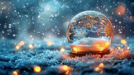 A dreamy Snow Globe featuring dreamy snowflakes and glowing balls