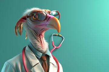 A turkey wearing glasses and a lab coat - Powered by Adobe