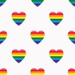 Rainbow pride flag is in the heart.Rainbow heart seamless pattern.