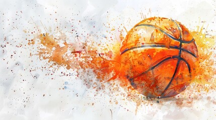 Watercolor art background for basketball sports in orange