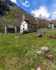 Bolla Village view in Val Bavona of Switzerland