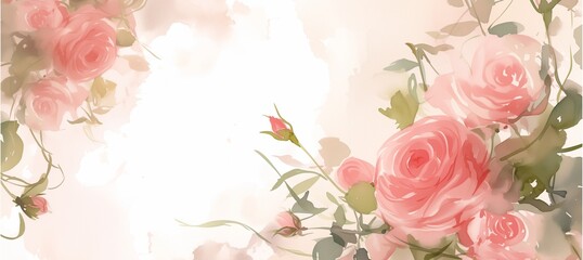 A soft pink background adorned with delicate roses, perfect for a romantic card or a spring wedding invitation.
