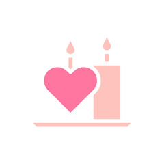 Candle love solid soft pink valentine illustration