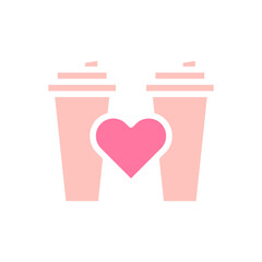 Cup love solid soft pink valentine illustration