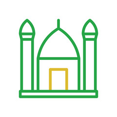 Mosque element duocolor orange green ramadan illustration
