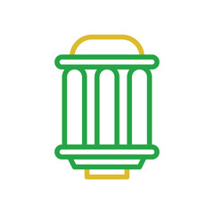 Lantern element duocolor orange green ramadan illustration