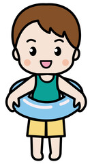 유치원 물놀이 튜브 얼굴합성도안 일러스트 