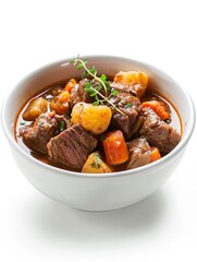 A hearty bowl of beef stew with tender chunks 