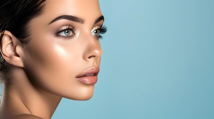 Fototapeta premium Professional Makeup Look Model Showcasing Decorative Cosmetics for High Definition Advertising